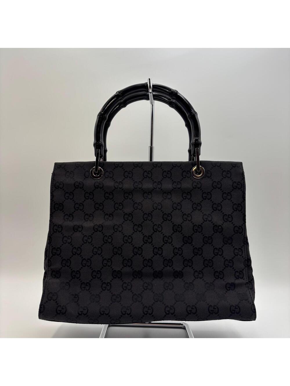 Gucci Bamboo GG Canvas Tote Bag Black - Picture 2 of 12